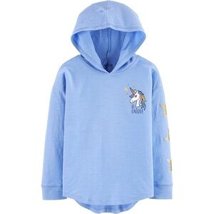 OshKosh B’Gosh Blue Be Unique Unicorn Stars Pullover Hoodie Toddler Girls Size 4
